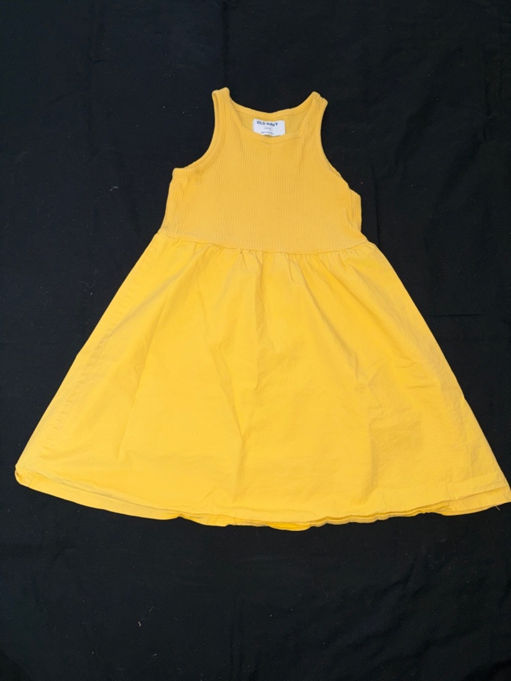 Old Navy Yellow Ribbed Tank Dress with Gathered Skirt